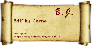 Béky Jerne névjegykártya